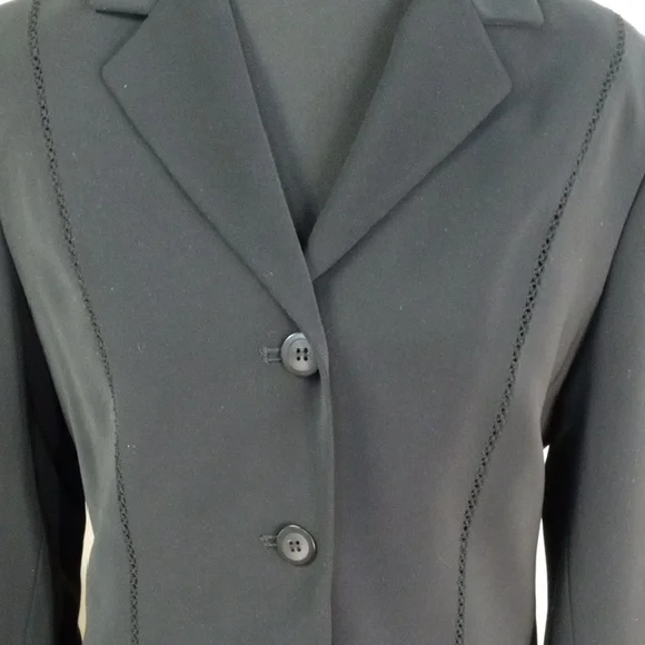 Kasper Black Blazer Suit Jacket & Skirt Set. Size 4P Black - No Fading - Picture 4 of 13
